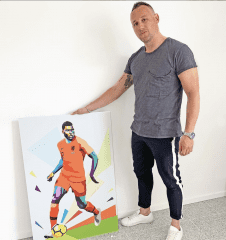 Denzel Dumfries schilderij door Marc van Rooijen