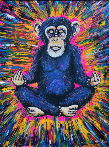 Spiritual Monkey Contemporary Painting Marc van Rooijen