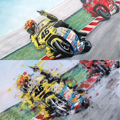 Valentino Rossi MotoGp Contemporary Art Painting Marc van Rooijen Kunst Schilderij